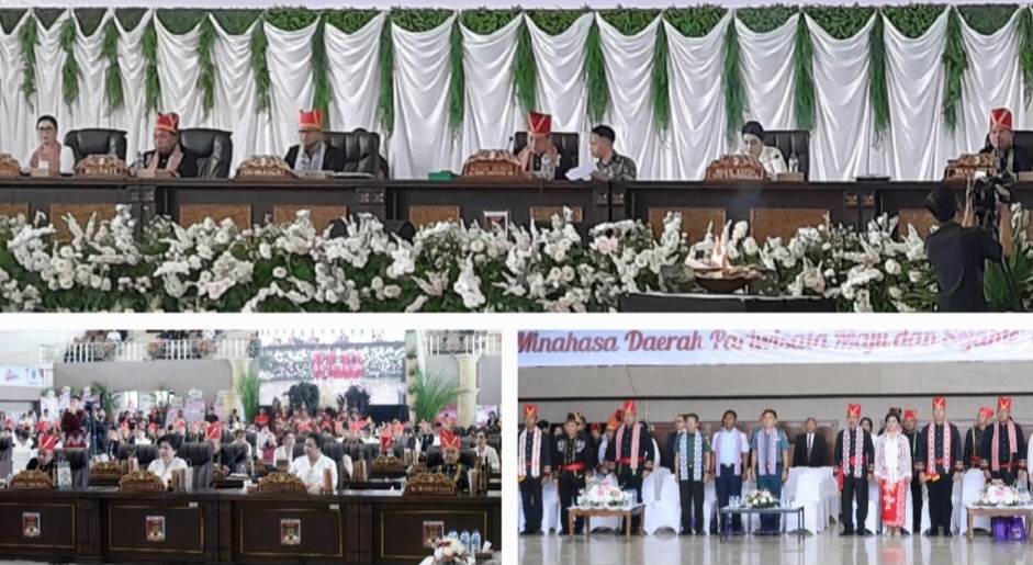 Rapat Paripurna DPRD HUT Ke-597 Minahasa: Pertumbuhan Ekonomi 5,49%, Bupati RD Ajak Lestarikan Mapalus