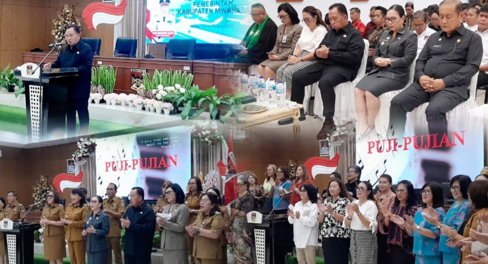 Ibadah Awal Bulan Pemkab Minahasa, Bupati Robby Dondokambey: Gotong Royong Pondasi Pembangunan