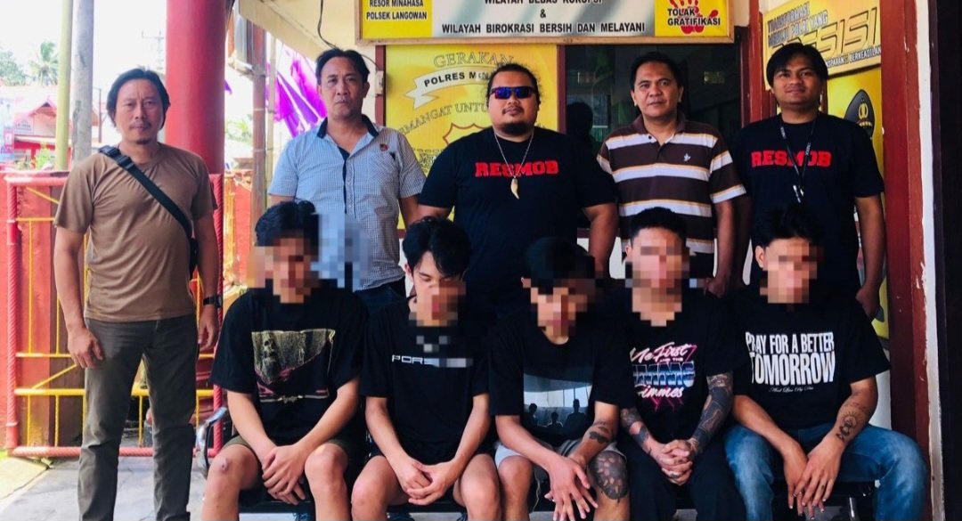 Resmob Polres Minahasa Tangkap Lima Pemuda Terkait Penganiayaan di Langowan Timur