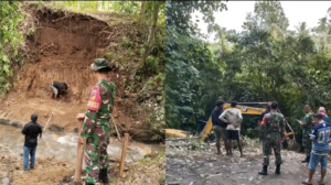 Kodim 1302/Minahasa Kawal Pembangunan Jembatan Wioi Dua, Pondasi Mulai Dikerjakan