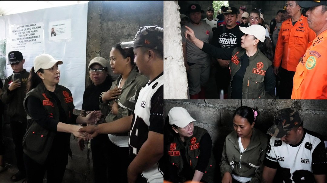 Hadir di Posko Air Terjun Paris, Wakil Bupati Vanda Sarundajang Kuatkan Keluarga Korban