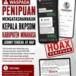 Waspada! Modus Penipuan Berkedok Promosi Jabatan Mengatasnamakan Kepala BKPSDM Minahasa