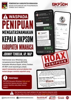 Waspada! Modus Penipuan Berkedok Promosi Jabatan Mengatasnamakan Kepala BKPSDM Minahasa