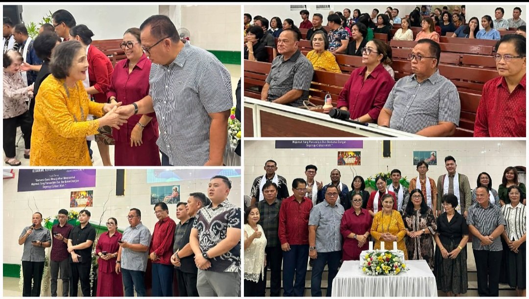 Beribadah di GMIM Maranatha Makassar, Bupati Robby Dondokambey dan Istri Larut dalam Kebersamaan Jemaat