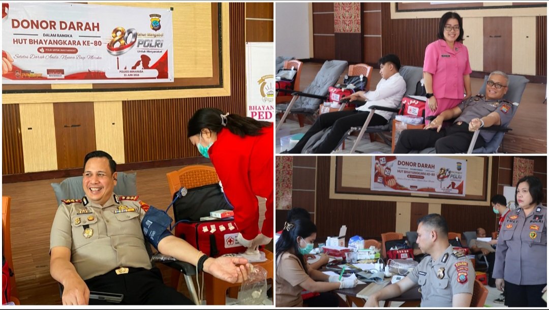 Bakti Kesehatan Polres Minahasa Pasok Kebutuhan Darah Masyarakat