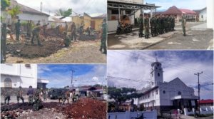 Karya Bakti Kodim 1302 Minahasa Perkuat Silaturahmi Bersama Umat Katolik
