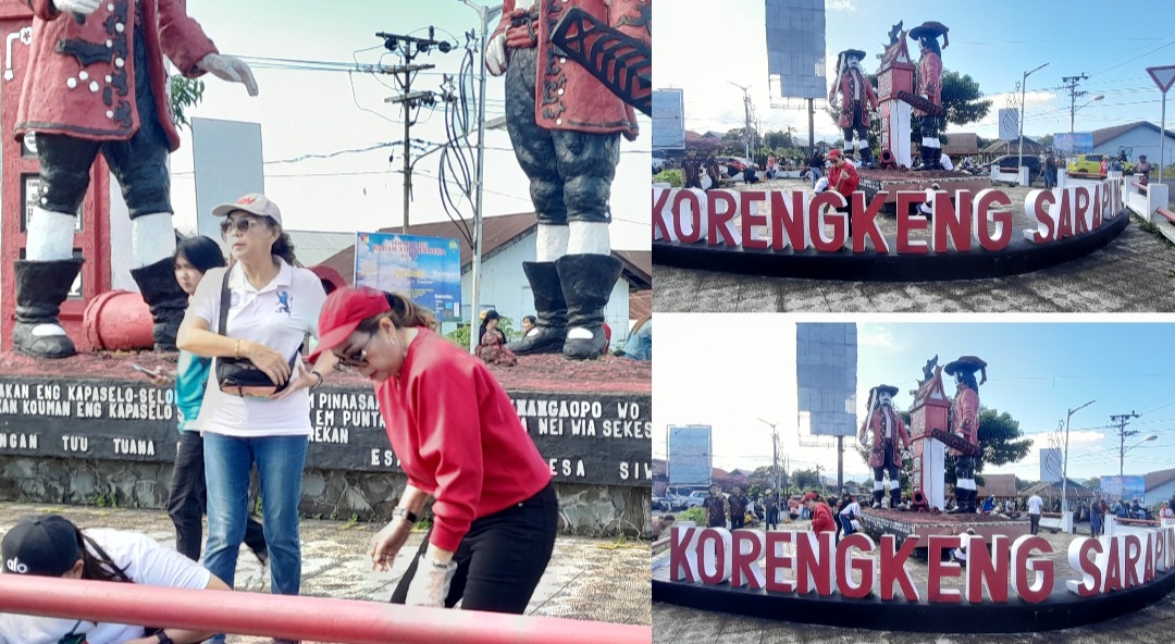 Kerja Bakti di Tugu Korengkeng, Ketua PKK Minahasa: Menjaga Kebersihan Harus Jadi Budaya