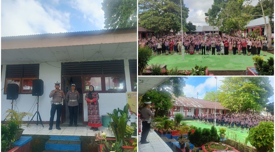SatLantas Polres Minahasa Edukasi Pelajar SMP N 4 Tondano Tertib Berlalu Lintas