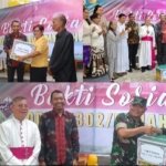 Kodim 1302/Minahasa Salurkan Bansos Sembako untuk Jemaat Paroki Sta. Rosa De Lima Tondano