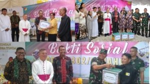 Kodim 1302/Minahasa Salurkan Bansos Sembako untuk Jemaat Paroki Sta. Rosa De Lima Tondano
