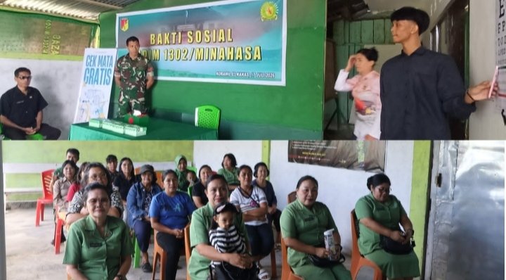 Kodim 1302/Minahasa Laksanakan Bakti Sosial Pemeriksaan Mata Gratis untuk Warga Kakas