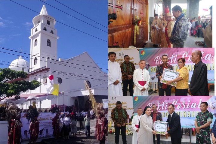 Kodim 1302/Minahasa Salurkan Bansos Sembako untuk Jemaat Paroki Sta. Rosa De Lima Tondano