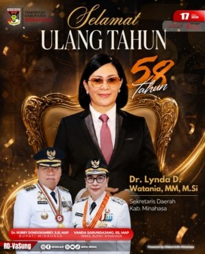 Pemkab Minahasa Ucapkan Selamat Ulang Tahun ke-58 kepada Sekretaris Daerah, Lynda D. Watania