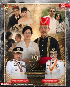 Bupati dan Wakil Bupati Minahasa Ucapkan Selamat HUT Pernikahan ke-29 untuk Sekda Dr. Lynda Watania