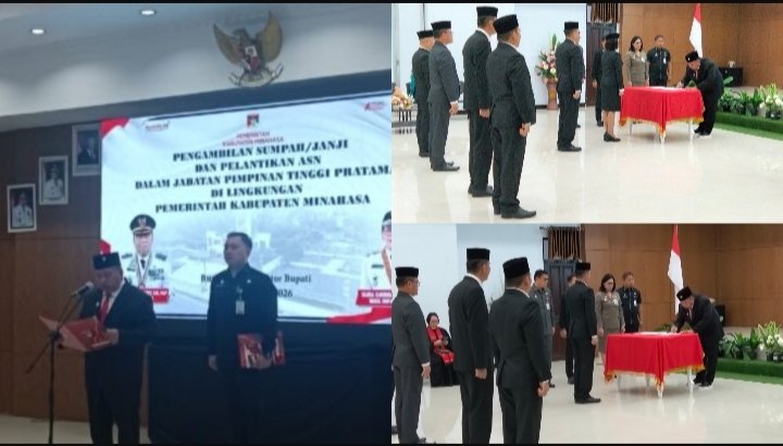 Lantik Pejabat Tinggi Pratama, Bupati Robby Dondokambey Ingatkan Profesionalisme Pelayanan