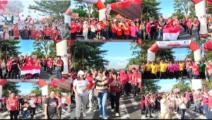 Bupati Robby Dondokambey Buka HUT ke-81 RI dan Hari Anak Nasional Lewat Jalan Sehat