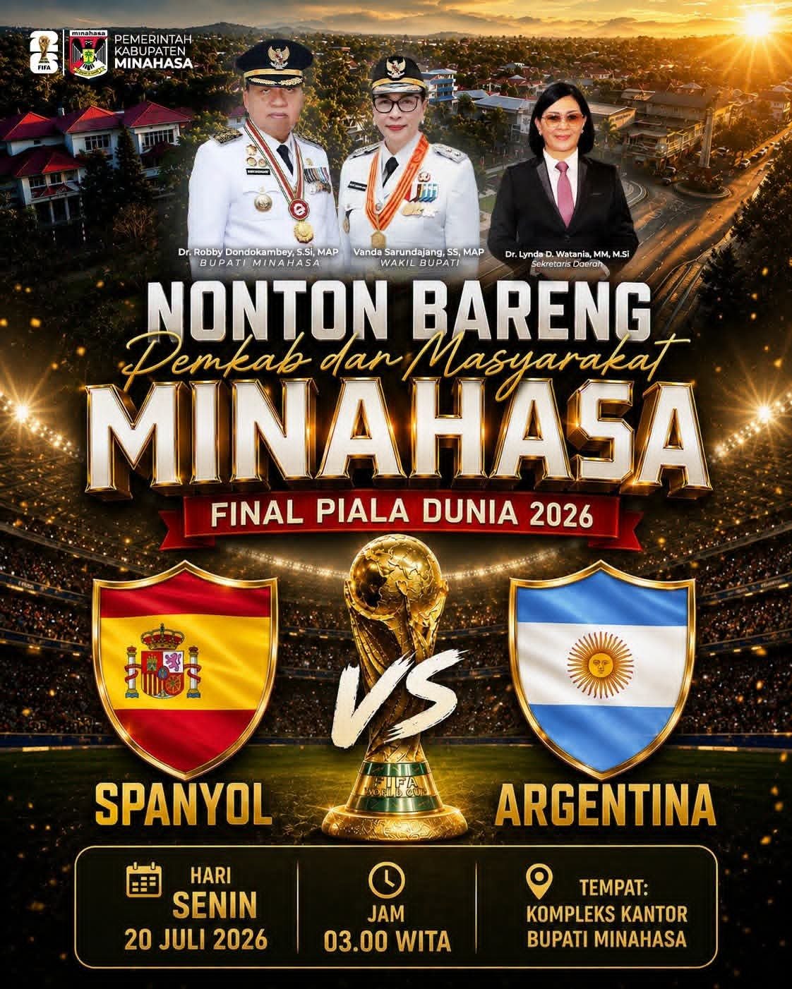 Pemkab Minahasa Ajak Warga Nobar Final Piala Dunia 2026, Pesta Rakyat Pemersatu dan Dukungan untuk UMKM