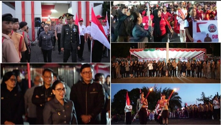 Wabup Vanda Sarundajang dan Forkopimda Meriahkan Upacara Taptu dan Pawai Obor Minahasa
