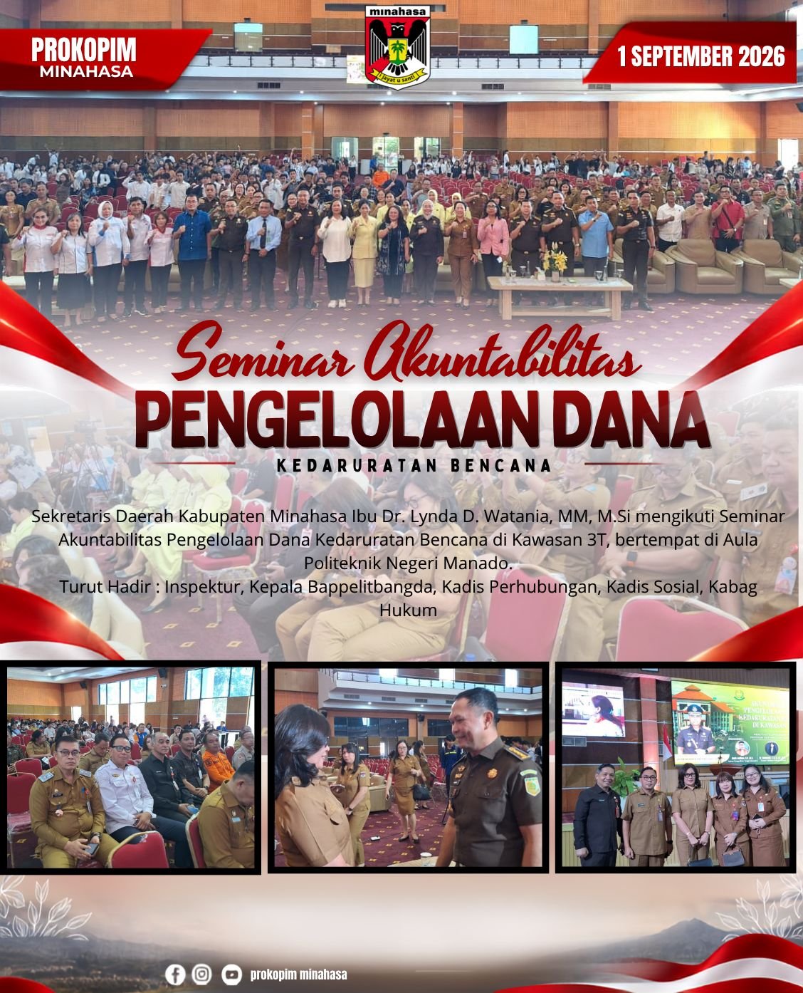 Hadiri Seminar Kejati Sulut, Lynda Watania Dorong Efektivitas Anggaran Darurat di Daerah Rawan