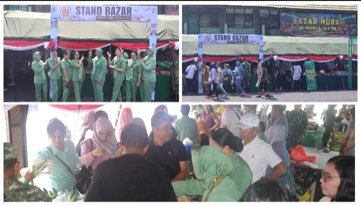 ​Sambut HUT ke-81 TNI, Kodim 1302/Minahasa Ambil Bagian dalam Bazar Murah, Dorong UMKM dan Bantu Warga